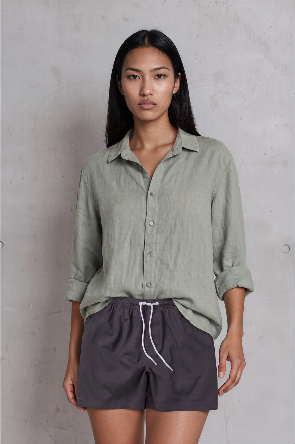 LINEN shirt unissex GREEN